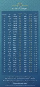 Ramadan Timetable (mobile version)
